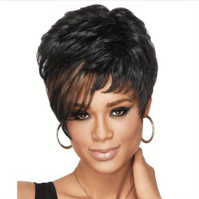 Short Pixie Cut Wigs With Bangs Natural Looking Synthetic Fiber Hair Wigs For Women For Daily Party Halloween Use