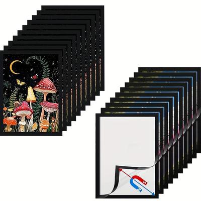 TEMU 20pcs Replaceable Photo Frame, Art Display Frame With Self-adhesive Backing, Magnetic Art Storage Frame, A4 Photo Frame Replaceable For Painting Crafts (black) Image