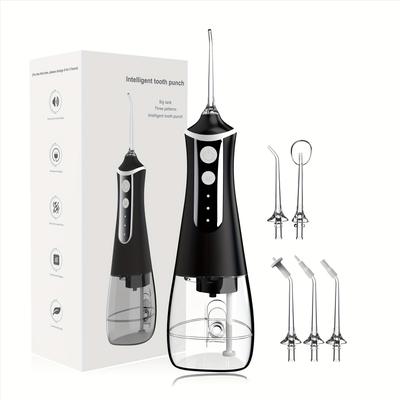 300ml Portable Usb Rechargeable Oral Irrigator With 5 Modes And 6 Jet Tips - Effective Dental Water Flosser For Cleaner Teeth And Healthier Gums