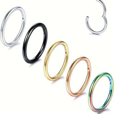 5pcs Hinged Hoop Nose Ring Set Minimalist Nose Nail Body Piercing Jewelry Set For Women Men