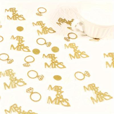 TEMU 120pcs, Golden Mr&mrs Ring Confetti Wedding Party Decoration Confetti Wedding Party Decoration Supplies