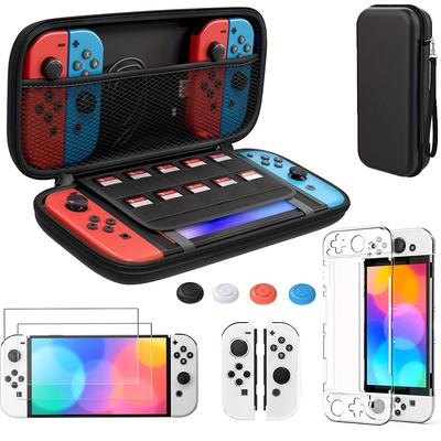 Switch Oled Case Compatible With Switch Oled Model 2021, 9 In 1 Accessories For Switch Oled Model With Dockable Protective Case, Hd Screen Protector And 4 Pcs Thumb Grip Caps Accessories