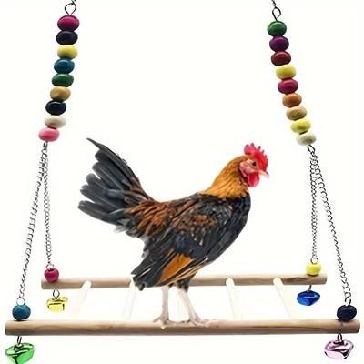Large Parrot And Pet Chicken Swing, Chick, Hen, Rooster Swing Toy, Colorful Bead Ladder Swing, Random Bead Color