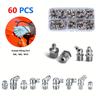 60pcs Grease Fitting Set Grease Accessories Straight Curved Grease Fitting Nickel Plated Grease Fitting M6m8m10