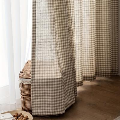 1 Panel Coffee-colored Plaid Pattern Curtains,Â bedroom Blackout Comfortable Curtains, Modern Living Room Balcony Bay Window Rod Pocket Partition Curtain Home Decor