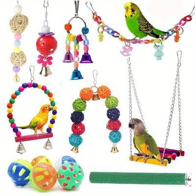 13pcs Bird Chewing Hanging Toys Set Multicolored B...