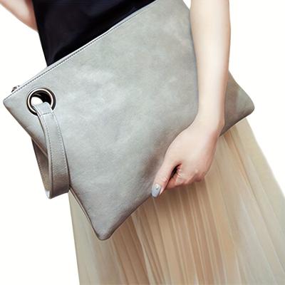 TEMU Vintage Women’s Phone Purse - Sleek Solid Color Bag With Zipper Closure, Soft Plush & Detail - In Grey,, Red, Blue, Black, Cell Phone Purse Image