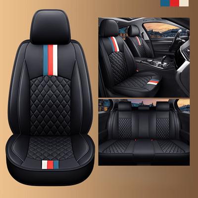 TEMU 5-seater Seat Cover, New, High-end, 4 , Universal, , Full Coverage, All Pu Leather, Breathable, Car Seat Protection Cover Image
