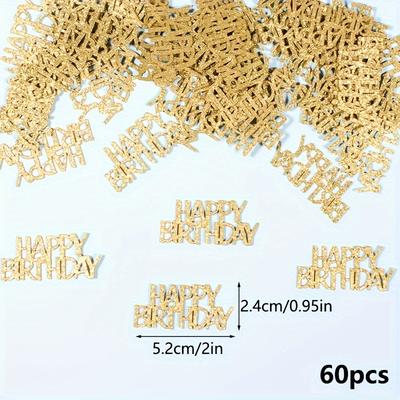 TEMU 60pcs, Happy Birthday Confetti Birthday Party Confetti Birthday Party Decoration Supplies