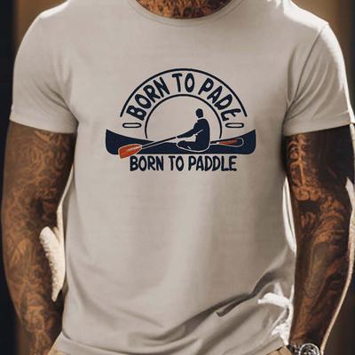 "TEMU Born To Paddle" Men's Quick-dry Mesh T-shirt - Breathable, Stretch Fabric With | Gym & Casual Wear" Image