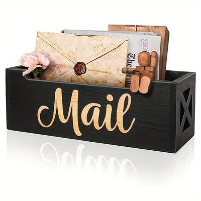 TEMU 1pc Mail Envelope Box For Countertop And Desktop Organizer Decoration, Wall-mounted Folder And Paper Storage Organizer Tray, Office Home Mailbox Holder Home Decor