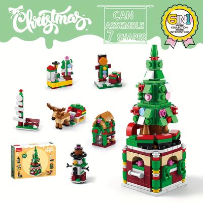 6 In 1 Christmas Train Building Blocks, Assembly S...