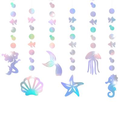 TEMU A Set Of 6 Hanging Decorations Themed Around The , A Mermaid-themed Birthday Party, Made From Glitter Cardstock.