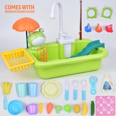 Children's Simulation Kitchen Dishwasher Electric Circulation Out Of The Water Sink Toy