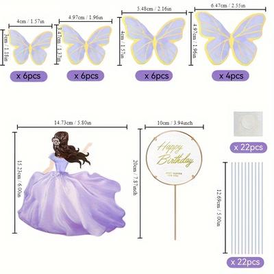 TEMU Cake Decoration Set, 24pcs Cake Decoration Party Supplies, 1pc Metal Golden Cake Decoration, Suitable For Wedding (pink)