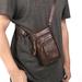 1pc Men's Genuine Leather Shoulder Bag, Mobile Phone Leather Belt Outdoor Sports Shoulder Bag, Business Money Shoulder Bag