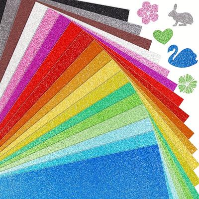 TEMU A4 Glitter Cardstock, 40 Sheets In 20 Colors, Premium Cardstock For Cricut, Crafts And Diy Projects, Sparkly Paper For Card Making, Scrapbooking 250 Gsm Image