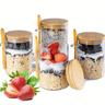 4pcs, 16oz Oatmeal Cups, Salad Cups, Oatmeal Jar, Oatmeal Cups, Meal Prep Container With Lid And Spoon, Glass Jar For Chia Seeds, Pudding, Yogurt, Salad, Cereal