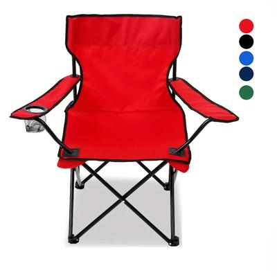 Camping Chair, Outdoor Folding Chairs, Portable Camping Folding Chair With Armrest & Cup Holder, Folding Chair With Heavy Duty Steel Frame