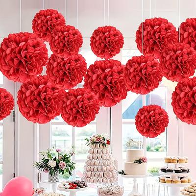 TEMU 12pcs, Red Hanging , , Decoration, Decoration, Decoration , Pom