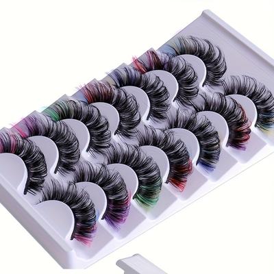 TEMU 7 Pairs/set Strip Style Eyelashes, Natural , , Long & Fluffy, Light Weight, Reusable, Suitable For All Of Parties, Performances And Other Music Festival