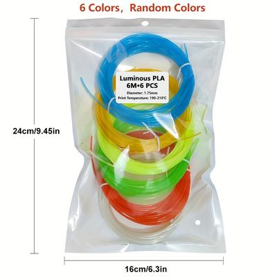 TEMU Glow Pla Filament 1.75 Mm, 3d Pen Pla Filament Refill, Suitable For 3d Printers And 3d Printing Pens, Pla 3d Pen Filament