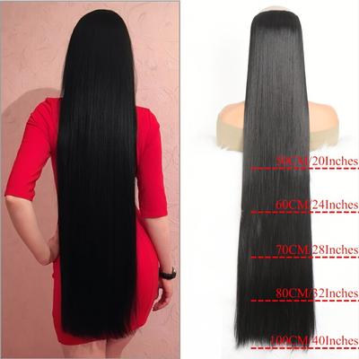 Synthetic Super Long 5 Clip In Hair Extension Extra Long Straight Hair Black Brown Blonde 1 Pieces Fake False Hairpiece For Women 50cm 60cm 70cm 80cm 100cm Daily Party Use Hair Clips Hair Accessories