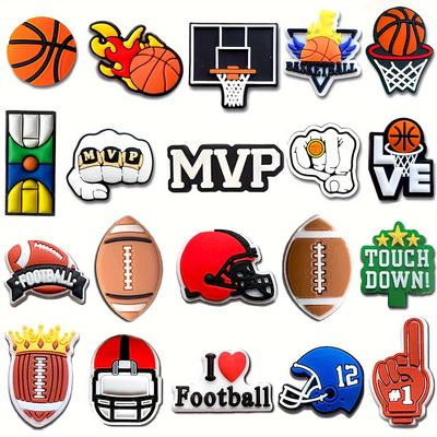 20pcs Baseball Football Basketball Soccer Cartoon Shoe Charms For Clogs Sandal Decoration, Diy Accessories