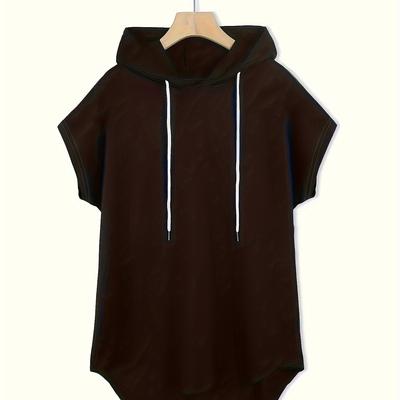 TEMU Women's Casual Hooded Sweatshirt, Solid Color, Pullover Drawstring Top, For Sports & For Fall & Winter Image
