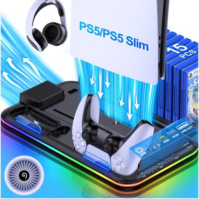 Ps5 Stand Cooling Fan For Ps5 Slim, With Dual Cont...