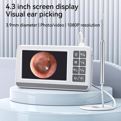 1pc 4.3 Inch Screen Visualization Ear Picking Spoon, 3.9mm Lens Recording Endoscope, Home Use Ear Digging Artifact Tool, Clean Ear Safety