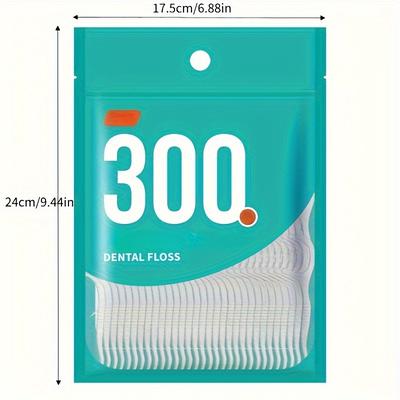 300pcs/bag, Dental Floss Picks, Dental Tooth Pick Flossers Toothpick Cleaners, Tooth Flossing Head Oral Dental Hygiene Brush, Tooth Cleaning Tool
