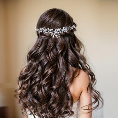1pc Bridal Faux Pearl Headwear With Double Comb Rhinestone Headdress Bridal Wedding Dress Hair Accessories