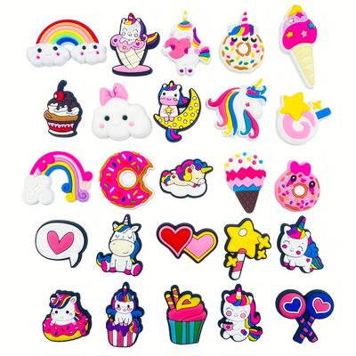 25 Pcs Unicorn Series Theme Shoe Charms - Colorful Pvc Slipper Decorations For Sandals And Shoes - Adds Fun And Style To Your Footwear
