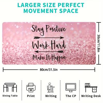 TEMU Stay Positive Mouse Pad, Extended Mouse Pad 31.5x15.7inch Xxl Large Computer Keyboard Mouse Mat Desk Pad With Non-slip Base And Stitched Edge For Home, Office, Gaming, Work