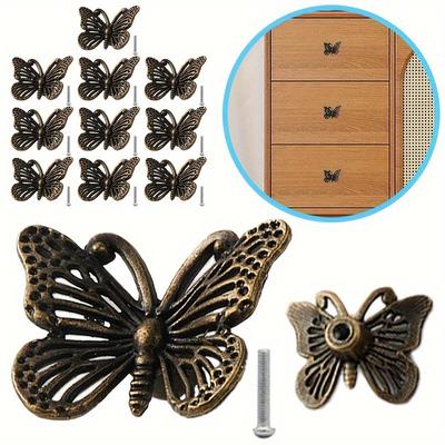 1/3/5/10pcs Antique Butterfly Shape Dresser Drawer Handle, Alloy Kitchen Handle For Wooden, Wardrobe Jewelry Box, Decorative Handle Woodworking Pulls