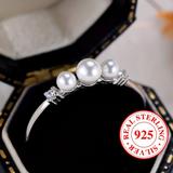 Elegant Freshwater Pearl 925 Silver Finger Ring Proposal Engagement Banquet Mother's Day Gift