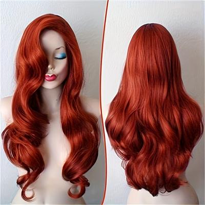 Red Long Curly Wavy Wig Synthetic Wig Costume Wig ...
