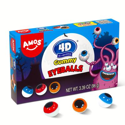 Amos, 1box 4d Eyeballs Gummy Candy, Perfect For Easter Basket Stuffers, Edible Eyes For Cupcake Toppers Cookie Dessert Decorations (15 Count)