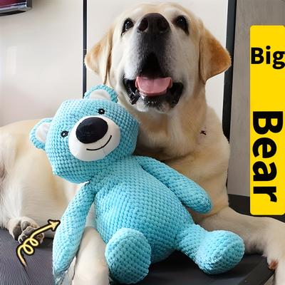 TEMU 1pc Large Bear Design Dog Plush Toy, Pet Grinding Teeth Squeaky Toy, Durable Chew Toy For Dog Interactive Supply