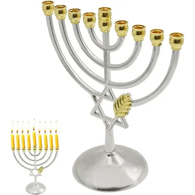 Menorah 9-branch Candlestick Menorah Candle Holder Polished Vintage Classic Candle Stand for New