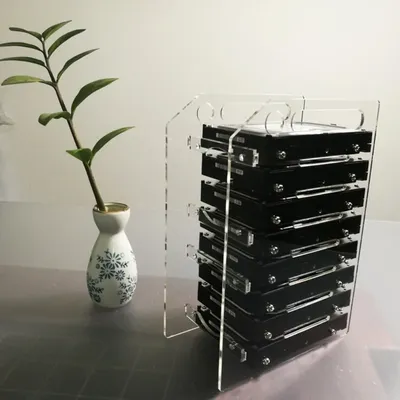 3.5 In DIY Acrylic Hard Disk Bracket Bay Desktop Computer External Hard Drive Shelf Rack HDD Storage