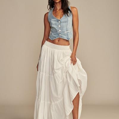 Lucky Brand Tiered Maxi Skirt - Women's Skirts in Whisper White, Size M