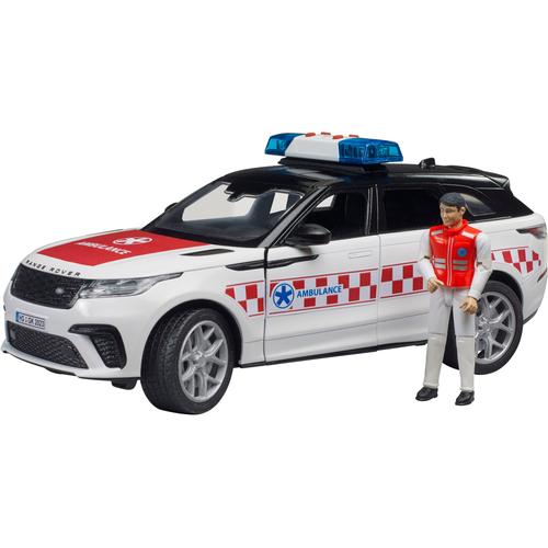 Spielzeug-Auto BRUDER ""Range Rover Velars Notarzt 1:16 mit Notarztfigur (02885)"" Spielzeugfahrzeuge rot (weiß/rot) Kinder Mit Licht und Sound; Made in Europe