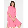 Sommerkleid SENSES.THE LABEL, Damen, Gr. XXL, US-Größen, pink (soft pink), Material: 100% Baumwolle, unifarben, casual, regular fit Midi, hoch geschlossener Ausschnitt, 3/4-Ärmel Ärmel mit Ärmelschlitz 1-Knopf-Manschette, Kleider, aus Baumwolle