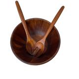 Kate Spade Dining | Kate Spade Wooden Salad Bowl & Servers Deco Dot Brown Matte New Open Box | Color: Brown | Size: Os