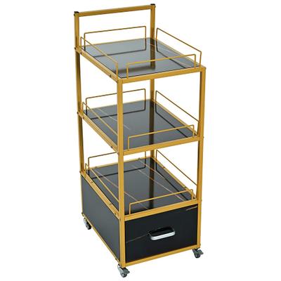 Salon Drawer Storage Trolley Cart with Lockable Rolling Wheels