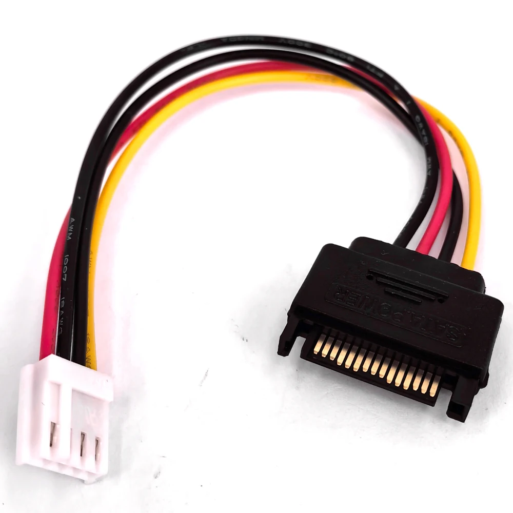 15-poliger Sata-Stecker auf 4-polige Floppy-FDD-Buchse, Stromkonverter-Adapterkabel, Sata-Stromversorgung, 15-poliger 4-poliger Stecker, 20 cm Image