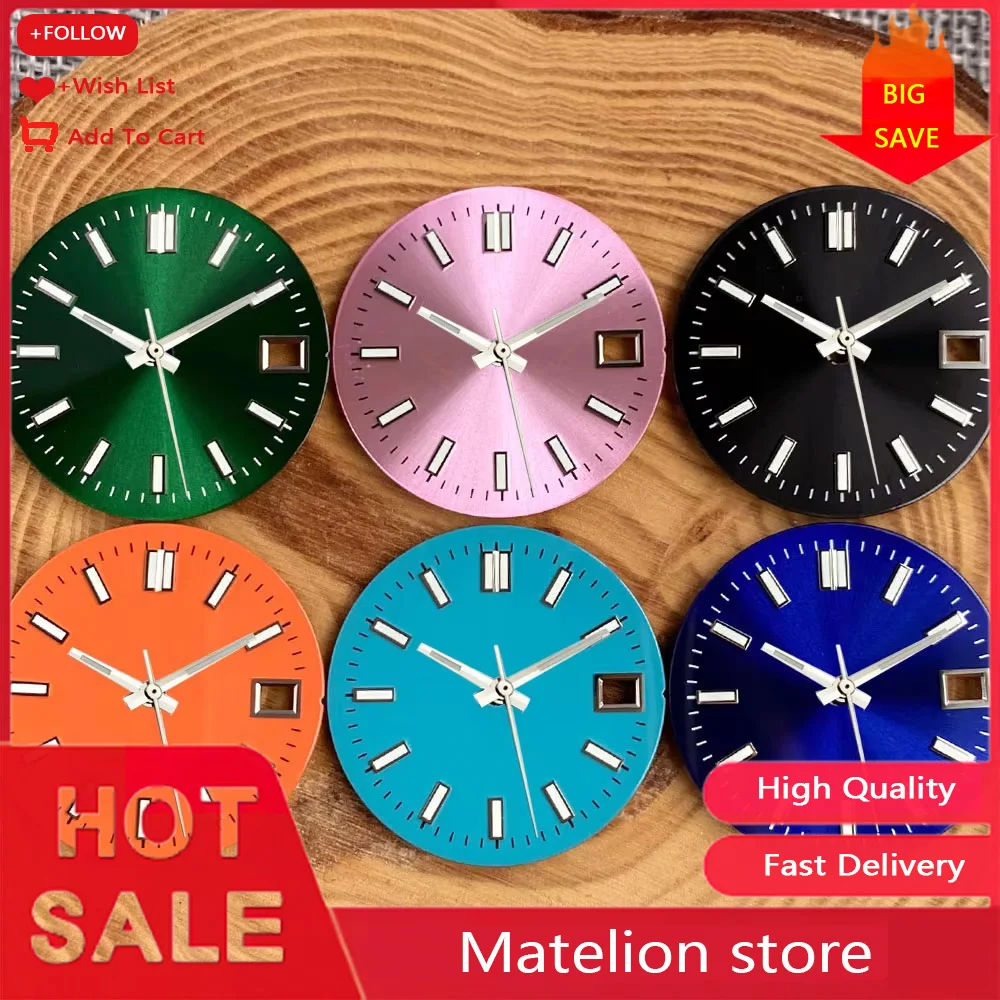 29 mm grün, rosa, schwarz, orange, blau, Sunburst-Zifferblatt, geeignet für Datum, nur NH35 NH35 NH36 Uhrwerk Image