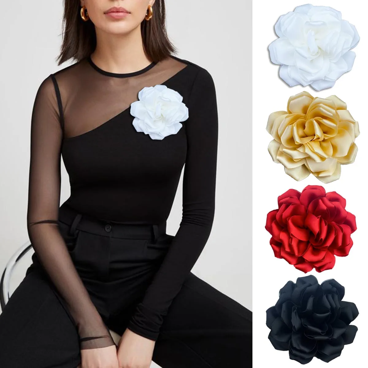 Koreanische mode stoff Floral Brosche frauen handgemachte stoff corsage revers pin Elegante schmuck zubehör Image